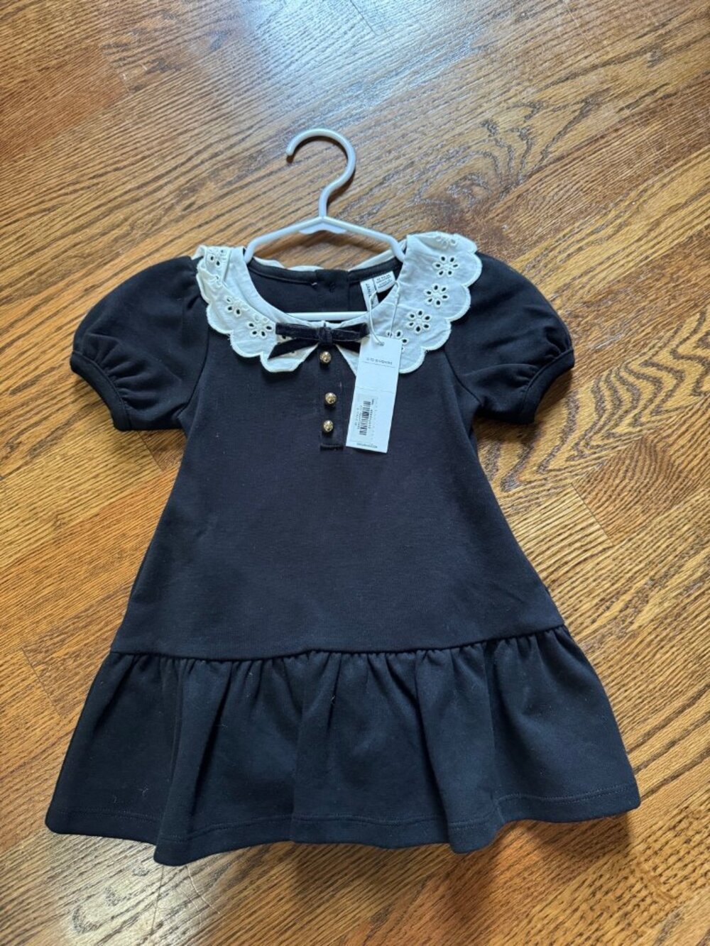 Janie and Jack Black Eyelet Collar Ponte Dress | 12-18M | NWT